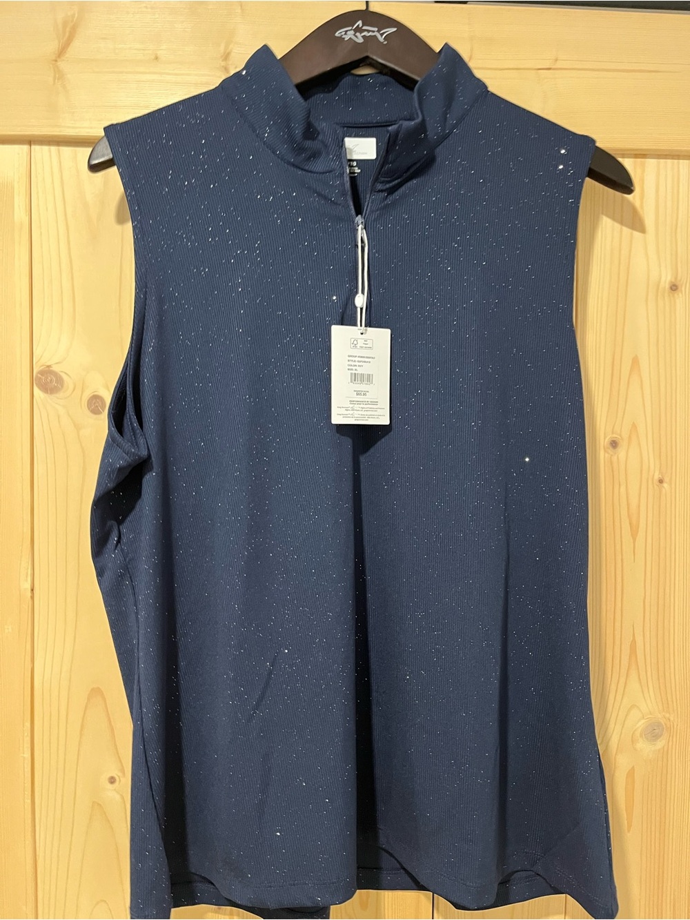 Greg Norman Collection Woman’s Sleeveless Mock Neck Glitter Knit Top XL NWT 🦈⛳️